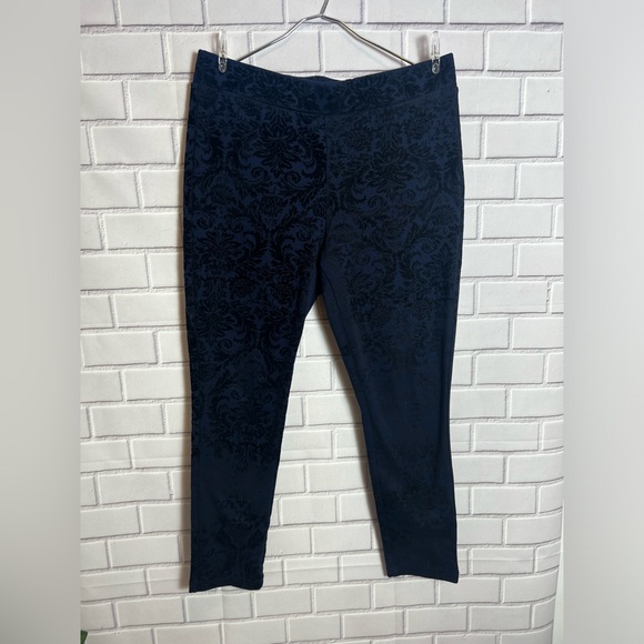 Roz & Ali Pants - ROZ&ALI women blue printed leggings /size LP